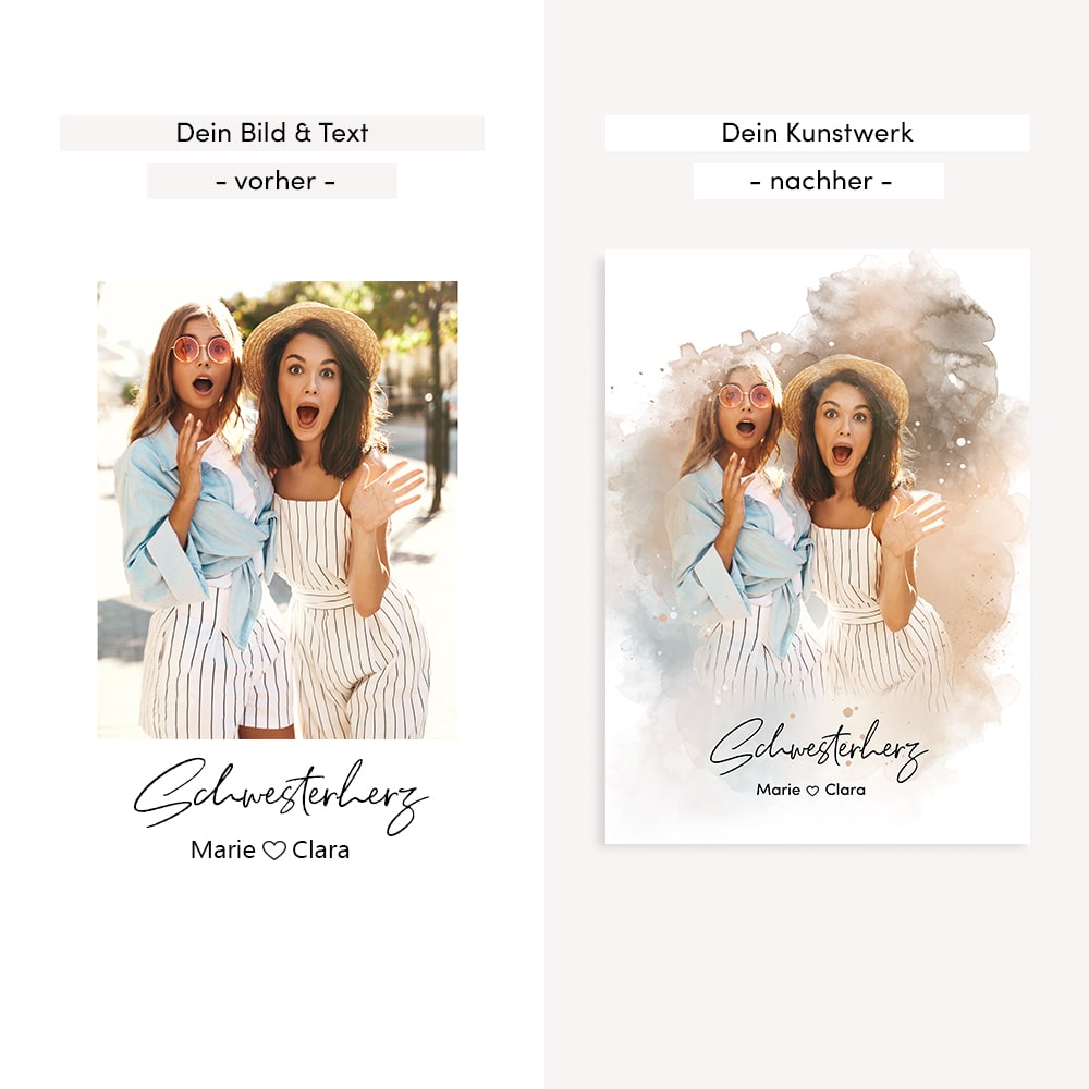 Kunstdruck-Poster Nr. 8 "Aquarell" als personalisiertes Geschenk mit deinem eigenem Foto | Handgefertigt in Bayern | DIN A4