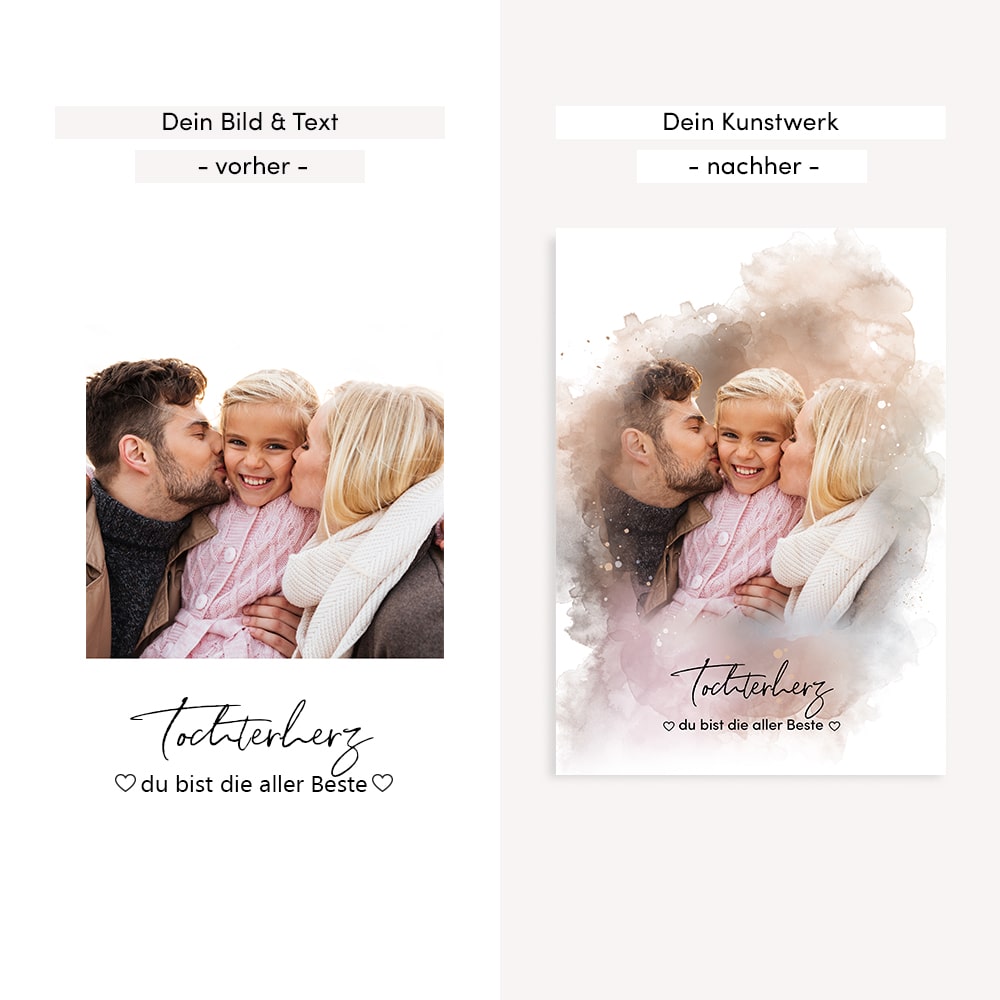 Kunstdruck-Poster Nr. 8 "Aquarell" als personalisiertes Geschenk mit deinem eigenem Foto | Handgefertigt in Bayern | DIN A4