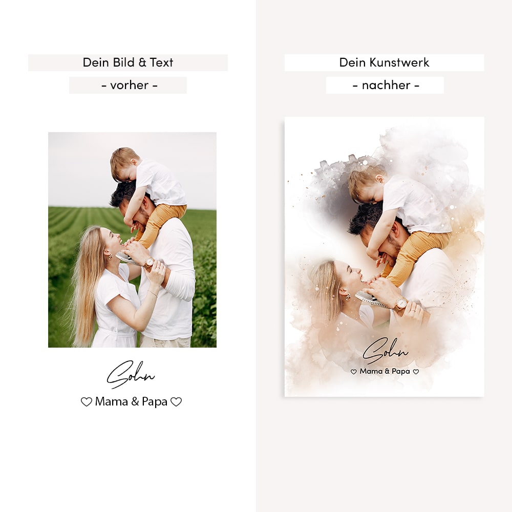Kunstdruck-Poster Nr. 8 "Aquarell" als personalisiertes Geschenk mit deinem eigenem Foto | Handgefertigt in Bayern | DIN A4