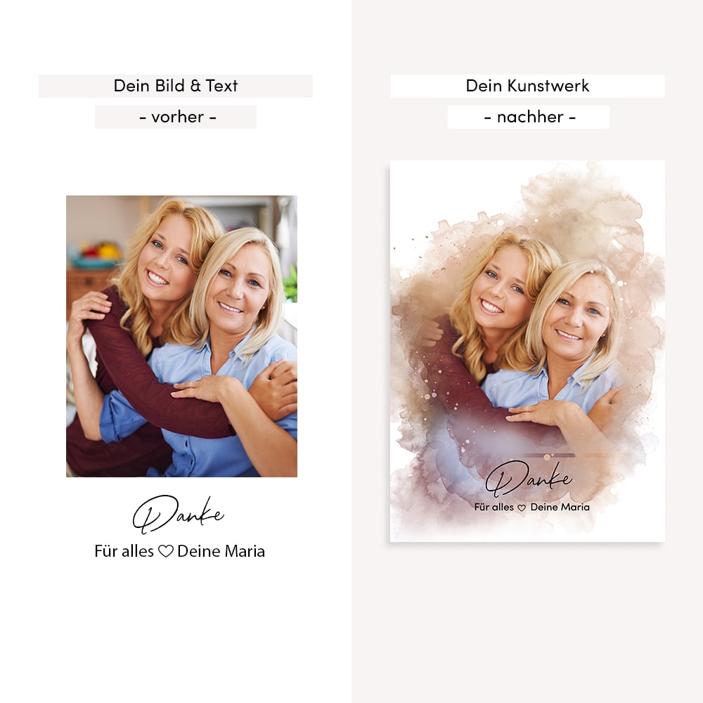 Kunstdruck-Poster Nr. 8 "Aquarell" als personalisiertes Geschenk mit deinem eigenem Foto | Handgefertigt in Bayern | DIN A4