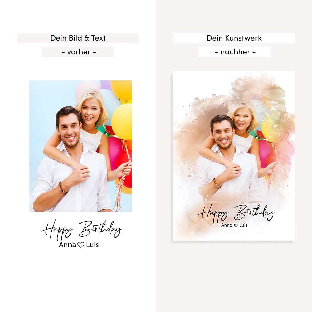 Kunstdruck-Poster Nr. 8 "Aquarell" als personalisiertes Geschenk mit deinem eigenem Foto | Handgefertigt in Bayern | DIN A4