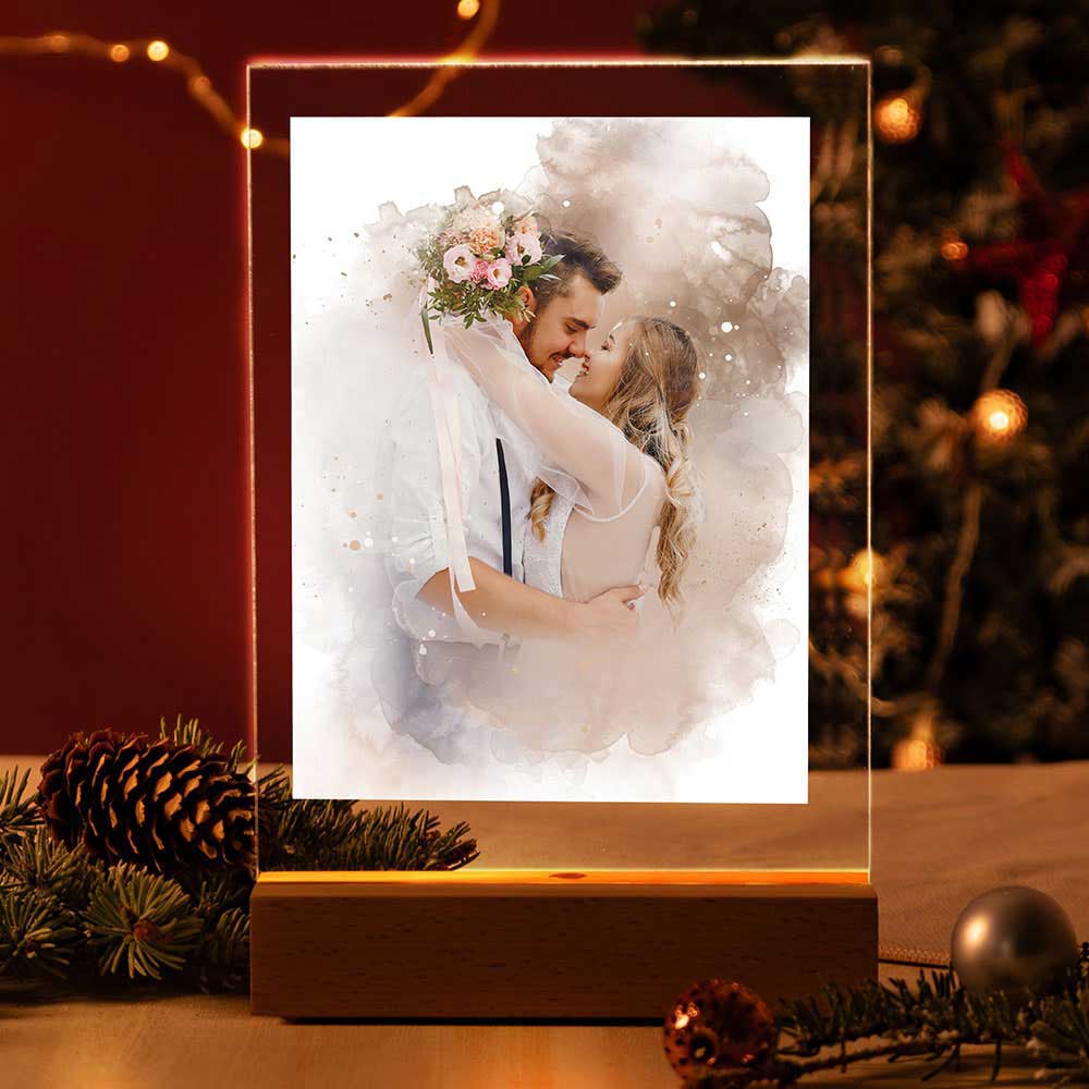 Personalisierte Fotolampe Nr. 8 "Aquarell" | LED Acryllampe mit beleuchtetem Druck