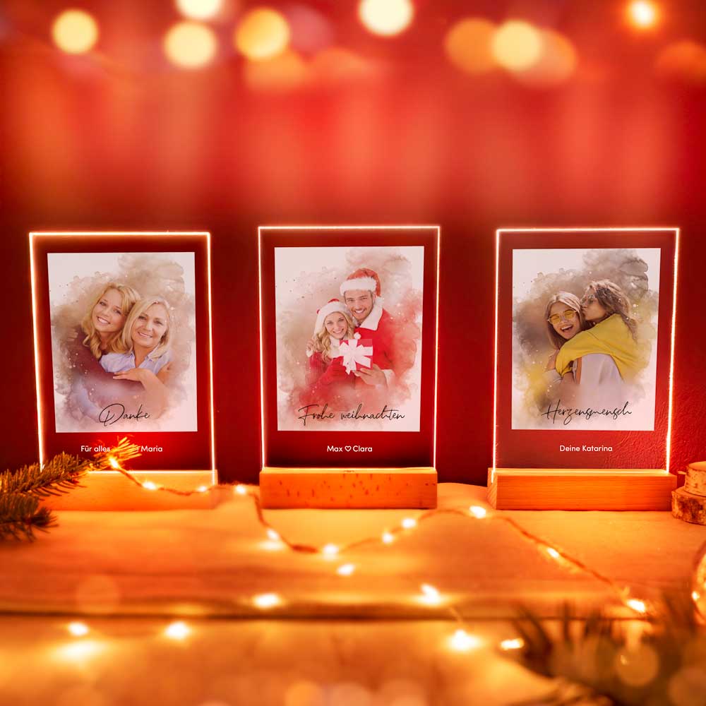Personalisierte Fotolampe Nr. 8 "Aquarell" | LED Acryllampe mit beleuchtetem Druck