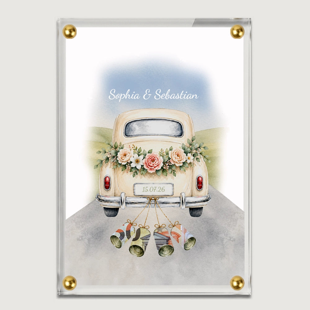 Geldgeschenk: Acrylglas Wunscherfüller "Auto" zur Hochzeit