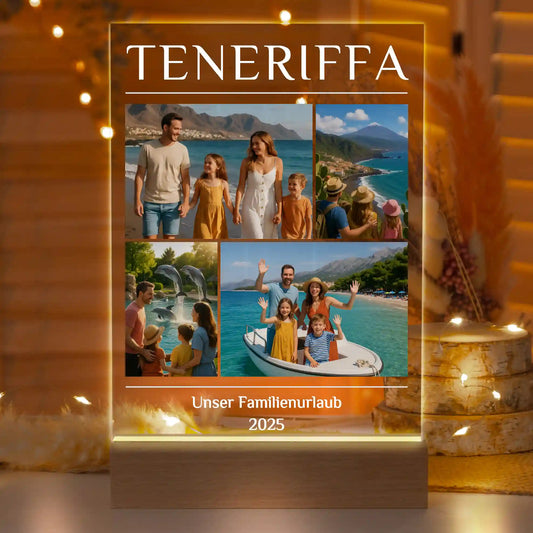 Personalisierte LED-Lampe aus Acrylglas "Unser Urlaub #2"