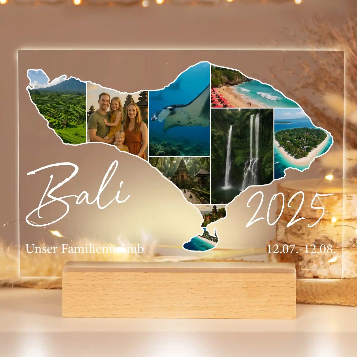 Personalisiertes Bild auf Acrylglas "Unser Urlaub"