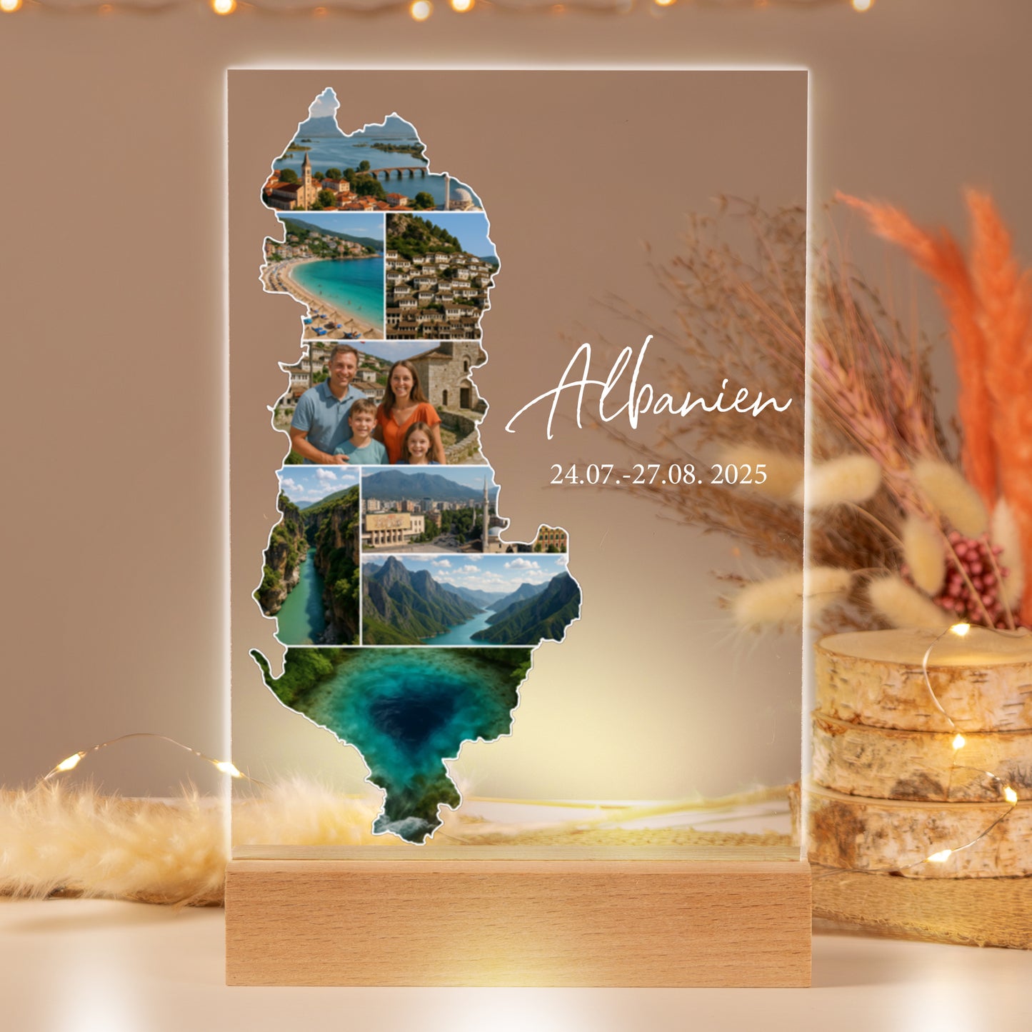 Personalisiertes Bild auf Acrylglas "Unser Urlaub"