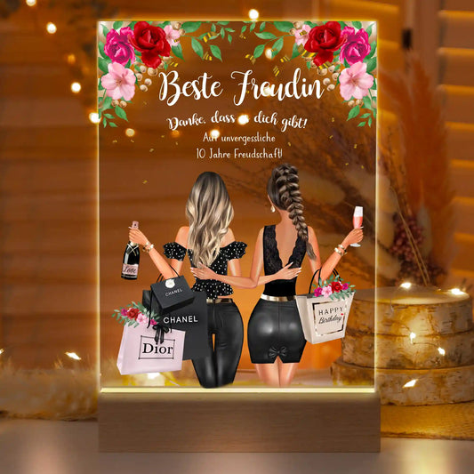 Personalisierte LED-Lampe aus Acrylglas "Auf uns!"