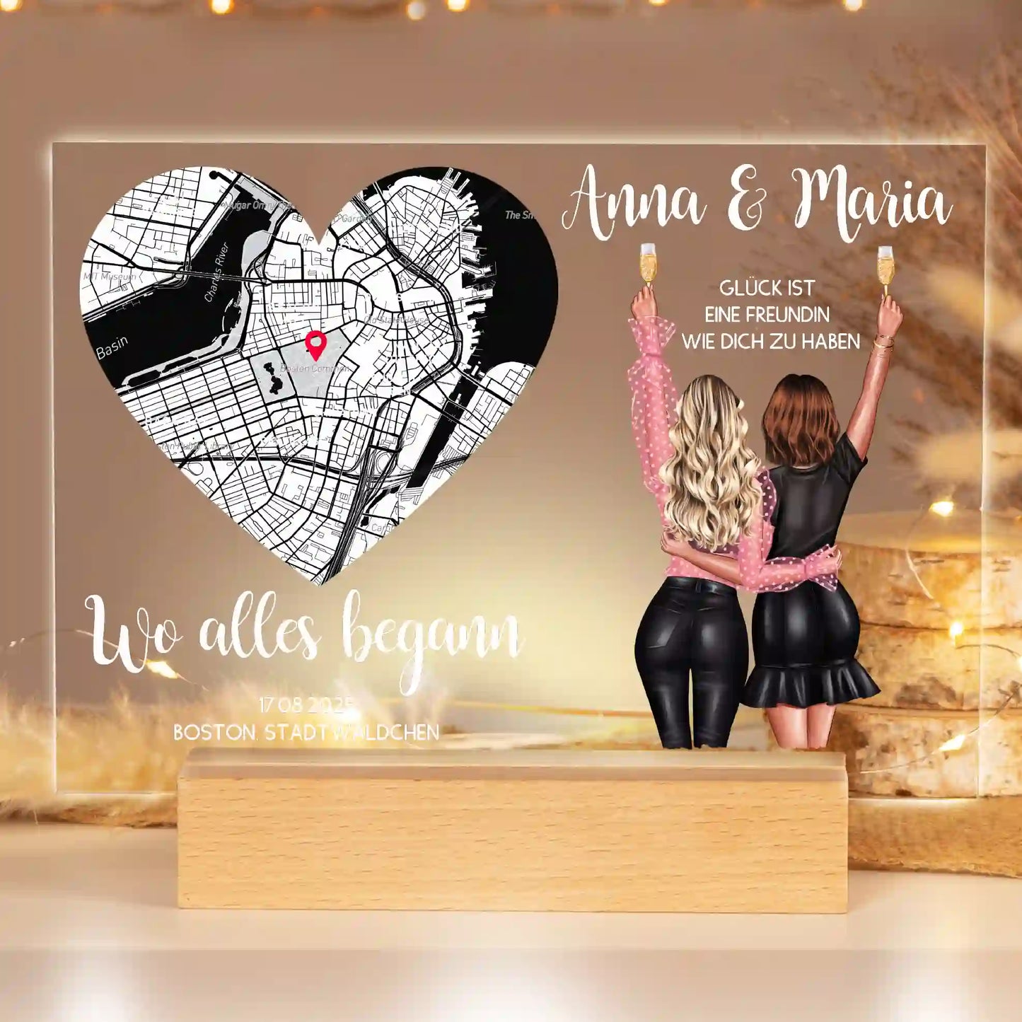 Personalisiertes Bild auf Acrylglas "Wo unsere Freundschaft begann"