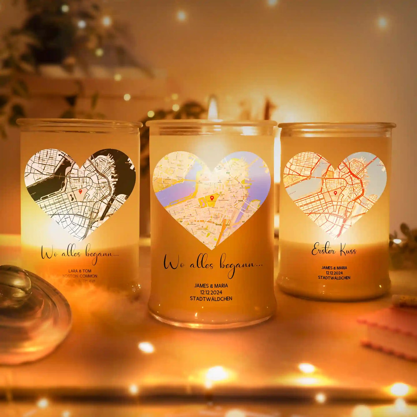Personalisierte Duftkerze "Wo alles begann #2" | Deine Stadt - Deine Karte - Deine Liebe