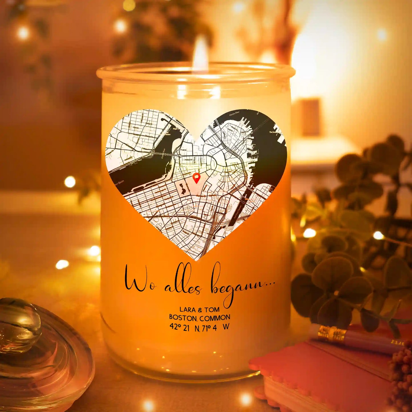 Personalisierte Duftkerze "Wo alles begann #2" | Deine Stadt - Deine Karte - Deine Liebe