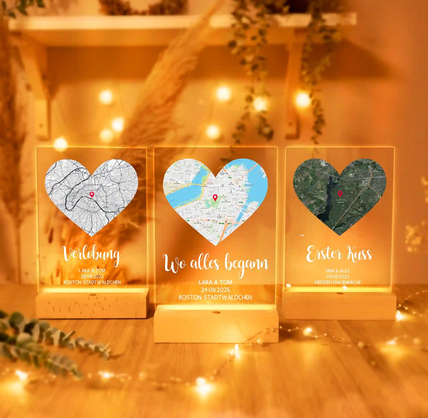 Personalisierte LED-Lampe aus Acrylglas "Wo alles begann #2" | Deine Stadt - Deine Karte - Deine Liebe
