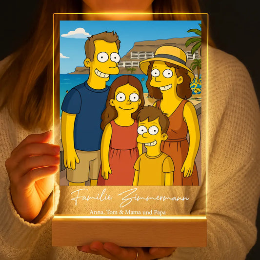 Personalisierte LED-Lampe aus Acrylglas "Unsere gelbe Familie"