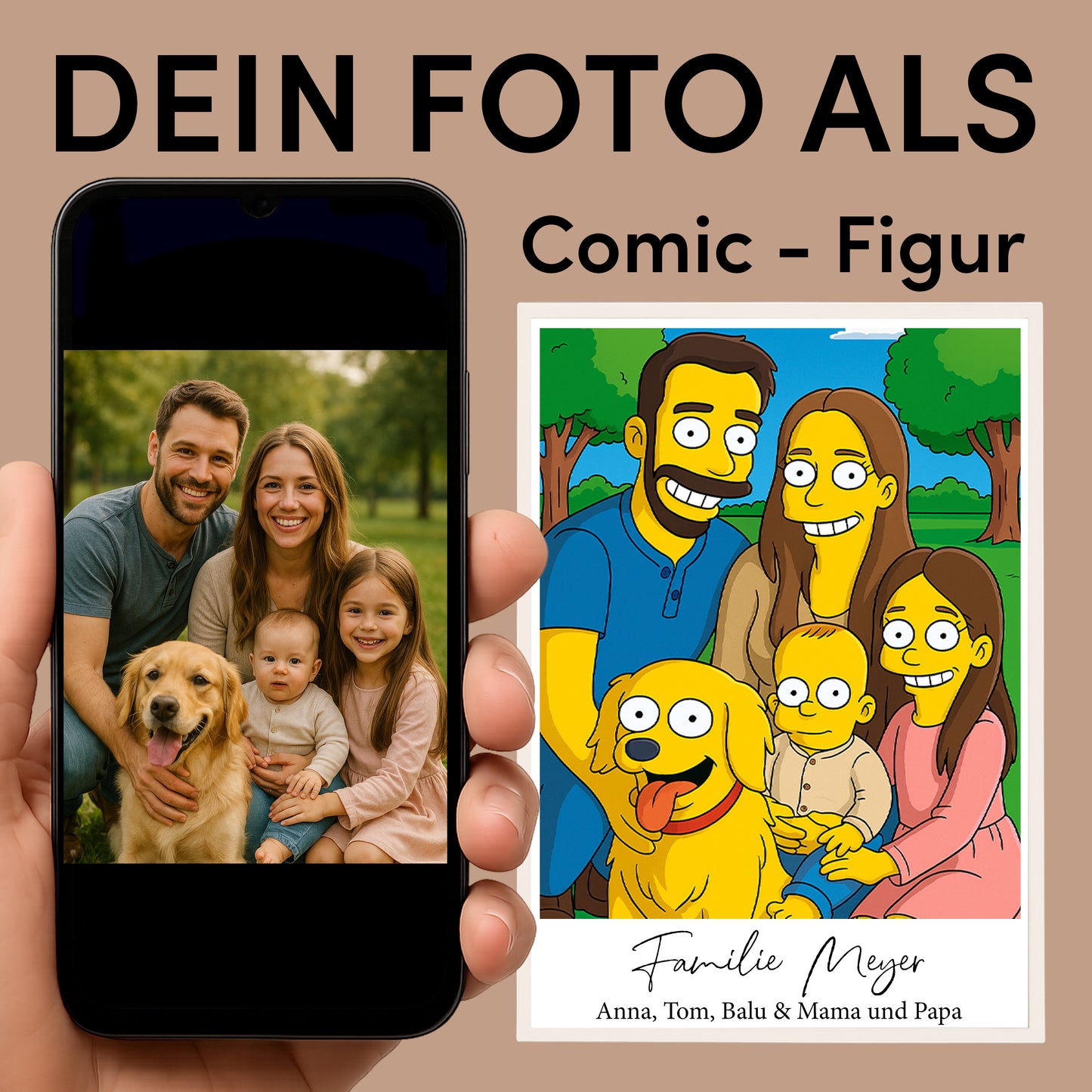 Personalisiertes Wandbild "Unsere gelbe Familie"
