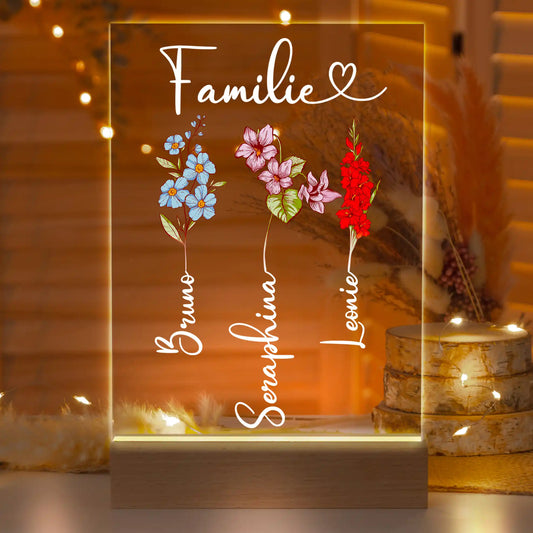 Personalisierte LED-Lampe aus Acrylglas "Geburtsblume"