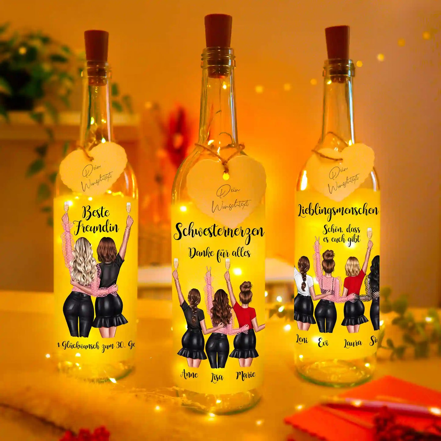 Personalisierte Lichterflasche "Beste Freundin #1"