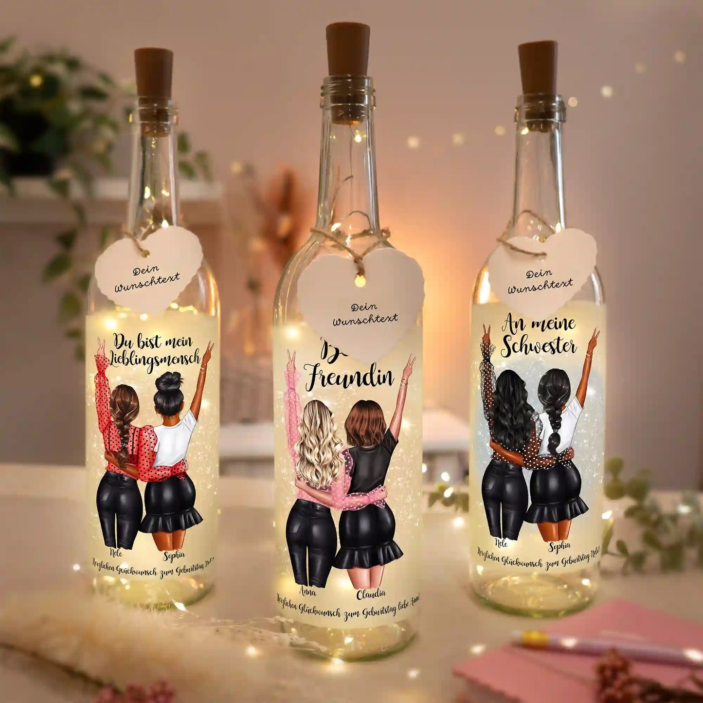 Personalisierte Lichterflasche "Beste Freundin #1"