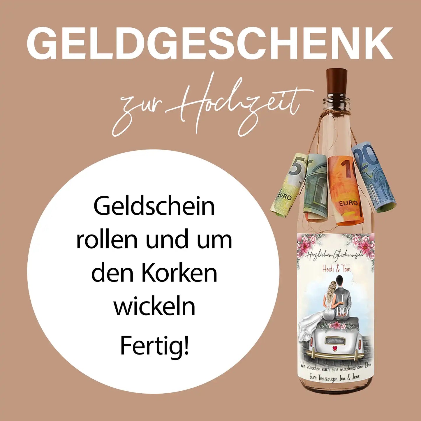 Personalisierte Lichterflasche "Brautpaar #1"