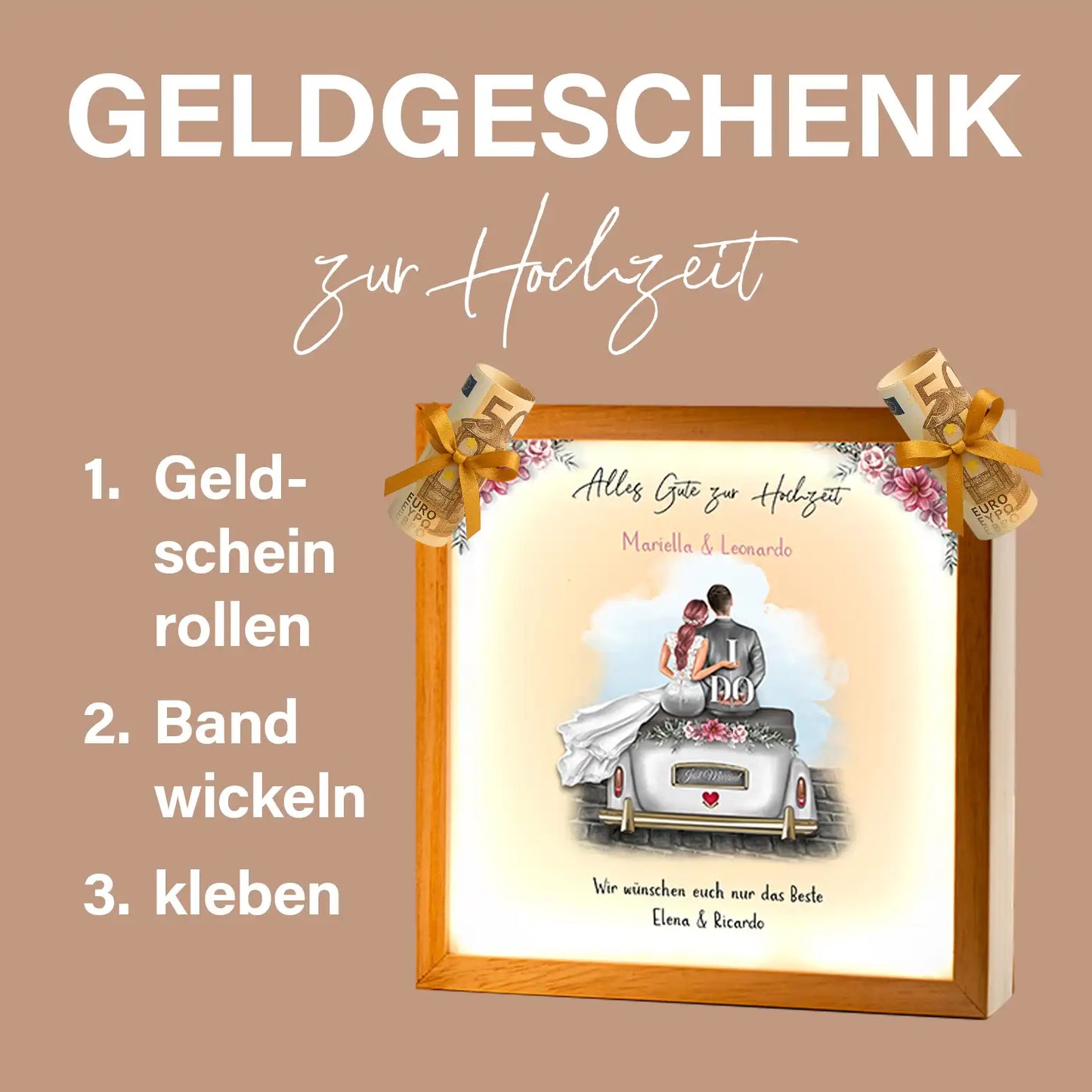 Beleuchteter Bilderrahmen inkl. personalisiertem Bild "Brautpaar #1"
