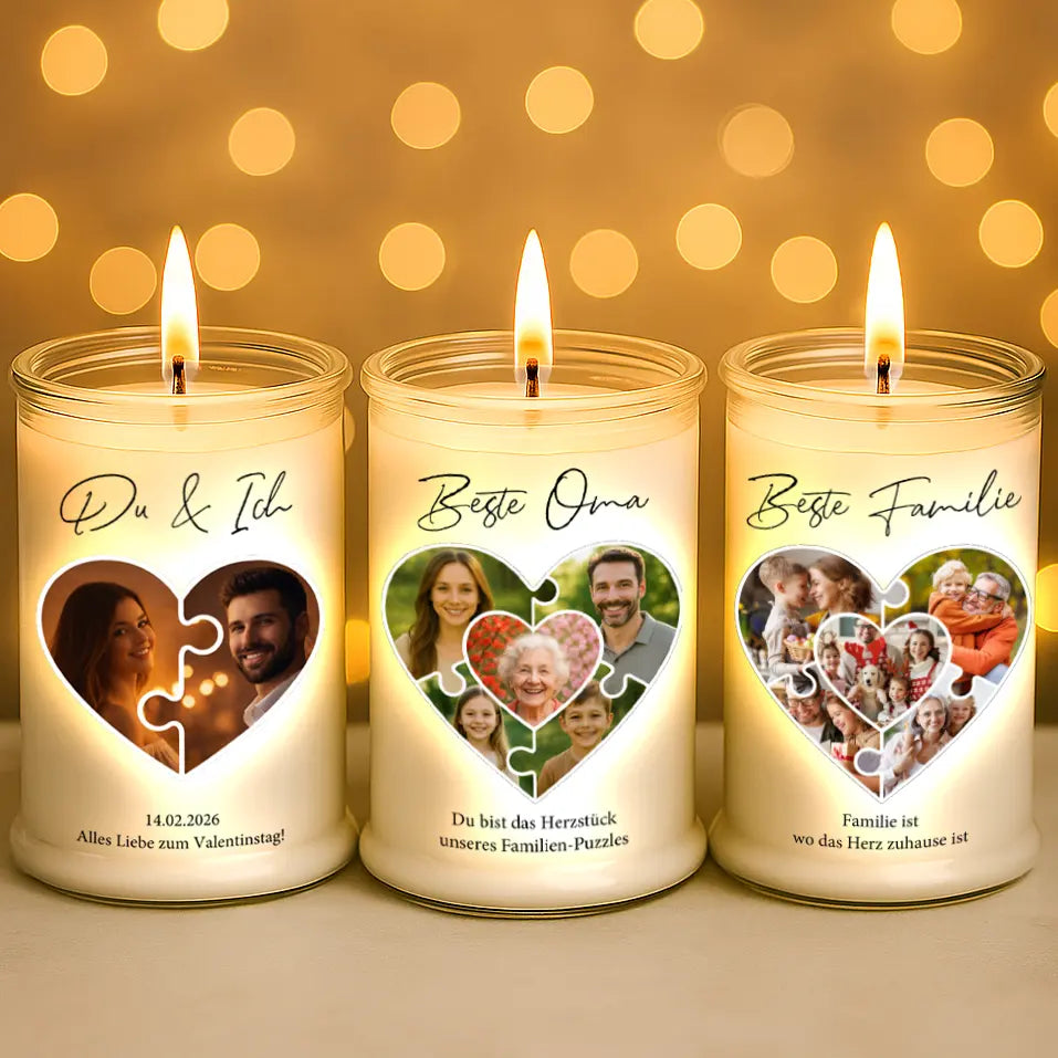 Personalisierte Duftkerze "Das Puzzleteil, dass uns zusammenhält #1"