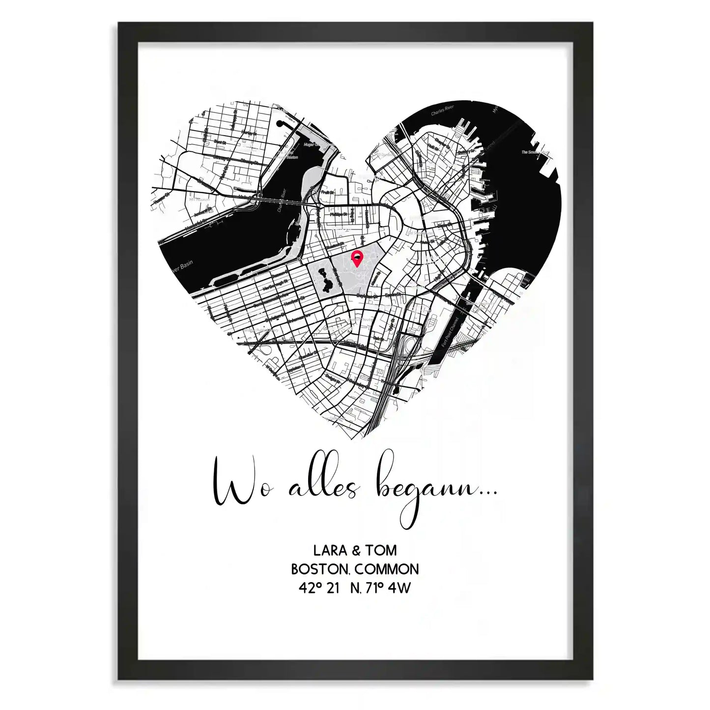 Personalisiertes Poster "Wo alles begann #2" | Deine Stadt - Deine Karte - Deine Liebe