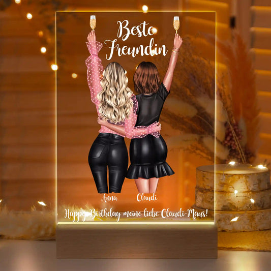 Personalisierte LED-Lampe aus Acrylglas "Beste Freundin #1"