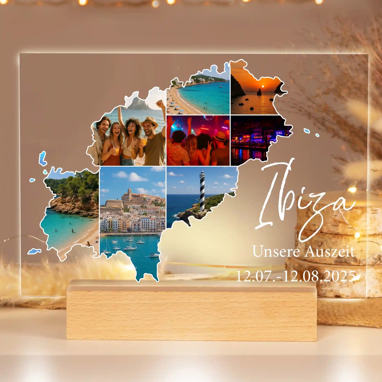 Personalisiertes Bild auf Acrylglas "Unser Urlaub"