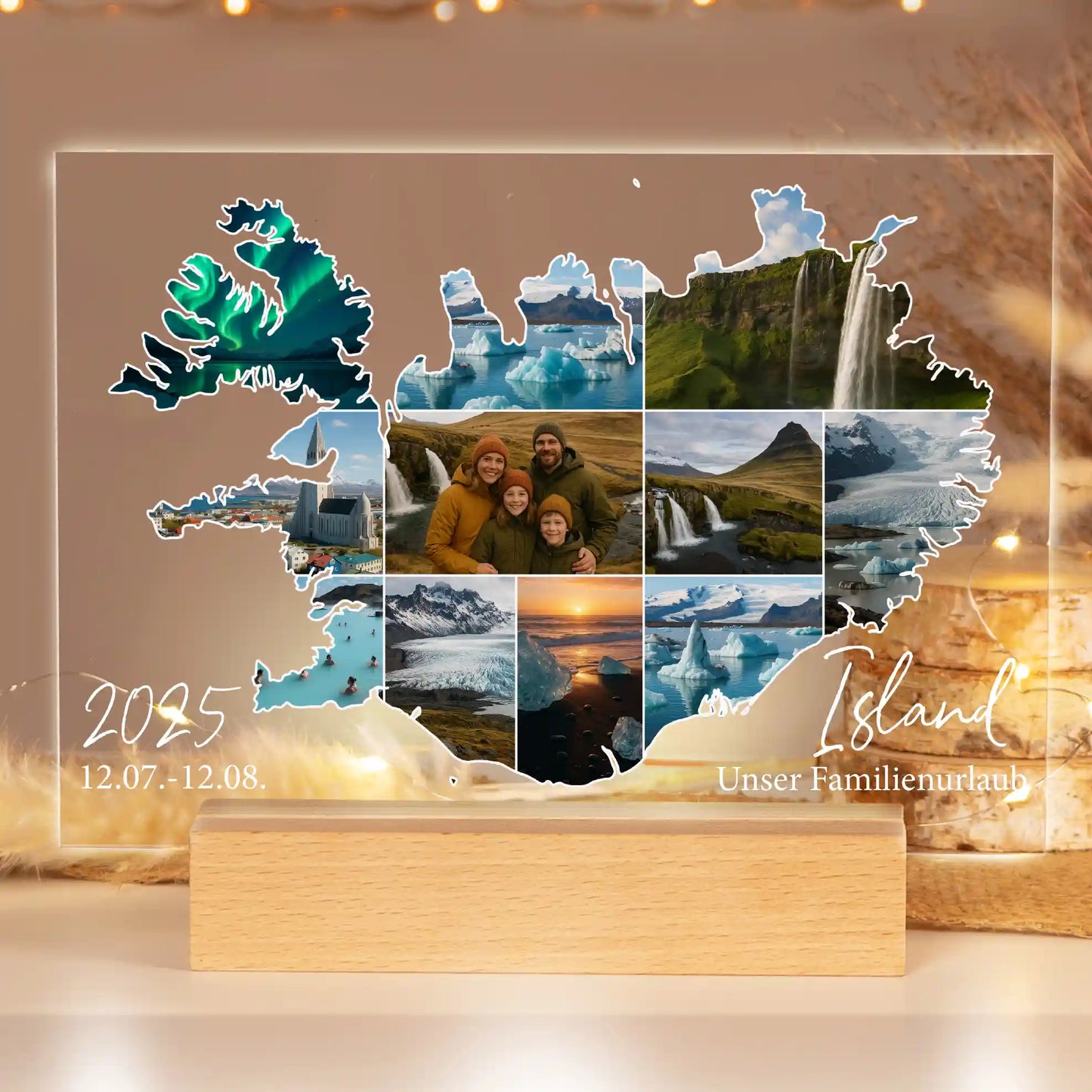 Personalisiertes Bild auf Acrylglas "Unser Urlaub"
