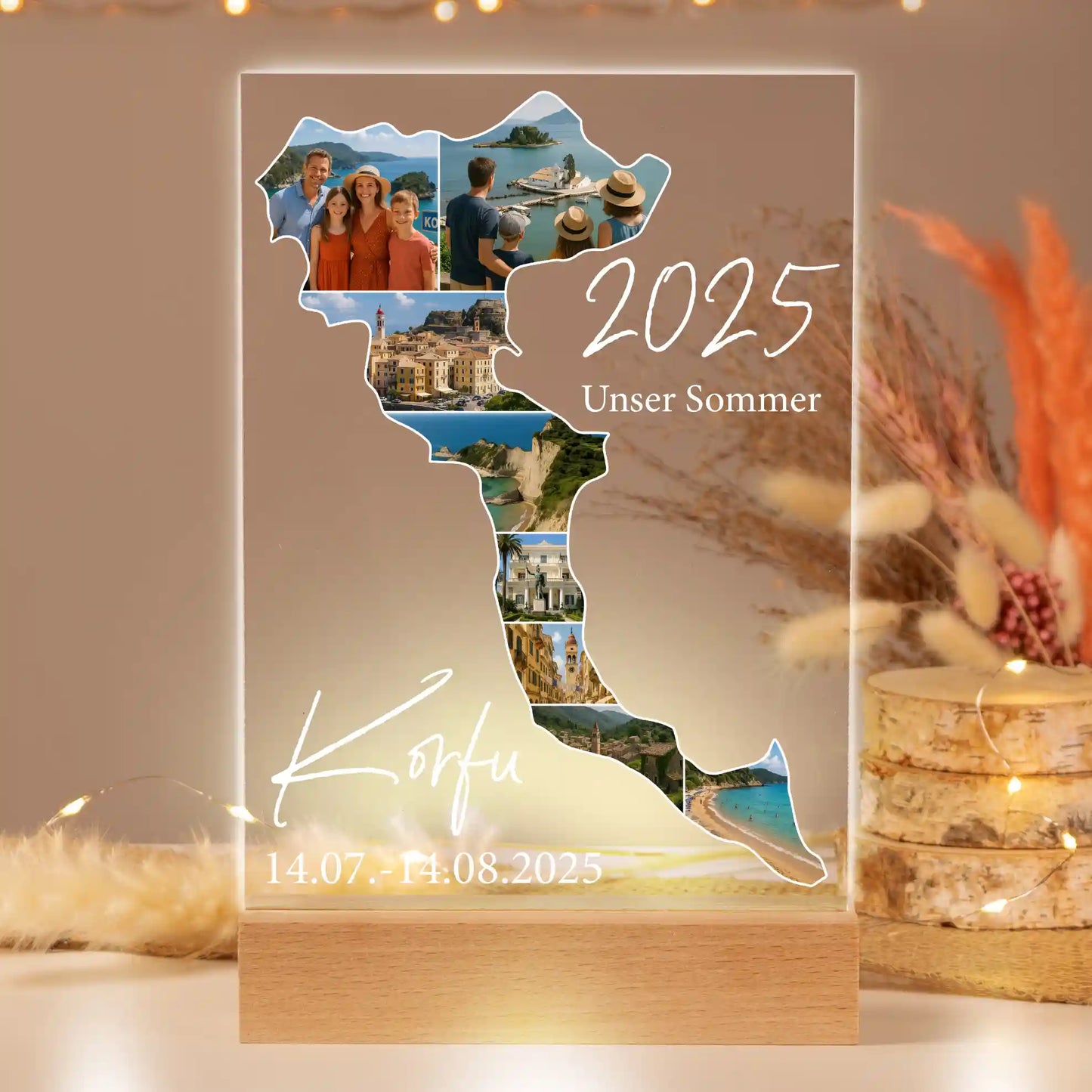 Personalisiertes Bild auf Acrylglas "Unser Urlaub"