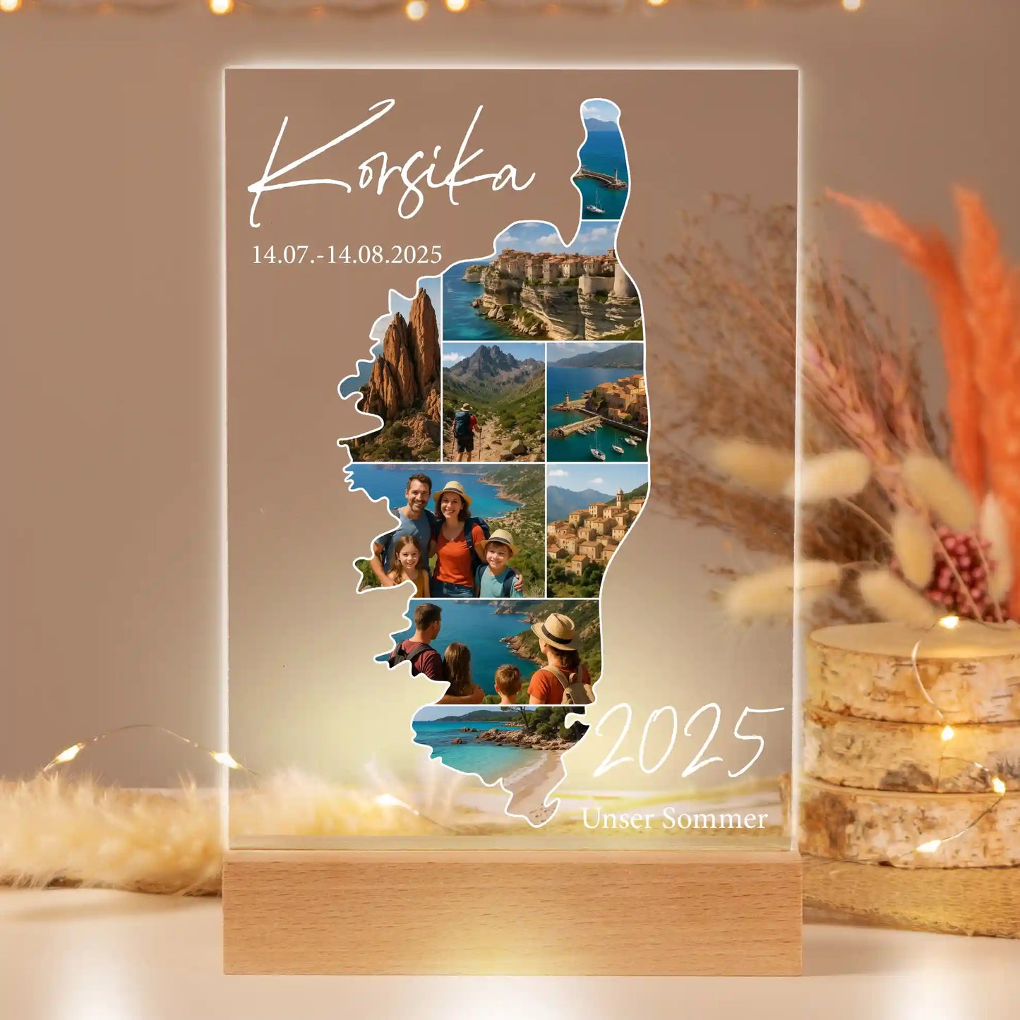 Personalisiertes Bild auf Acrylglas "Unser Urlaub"