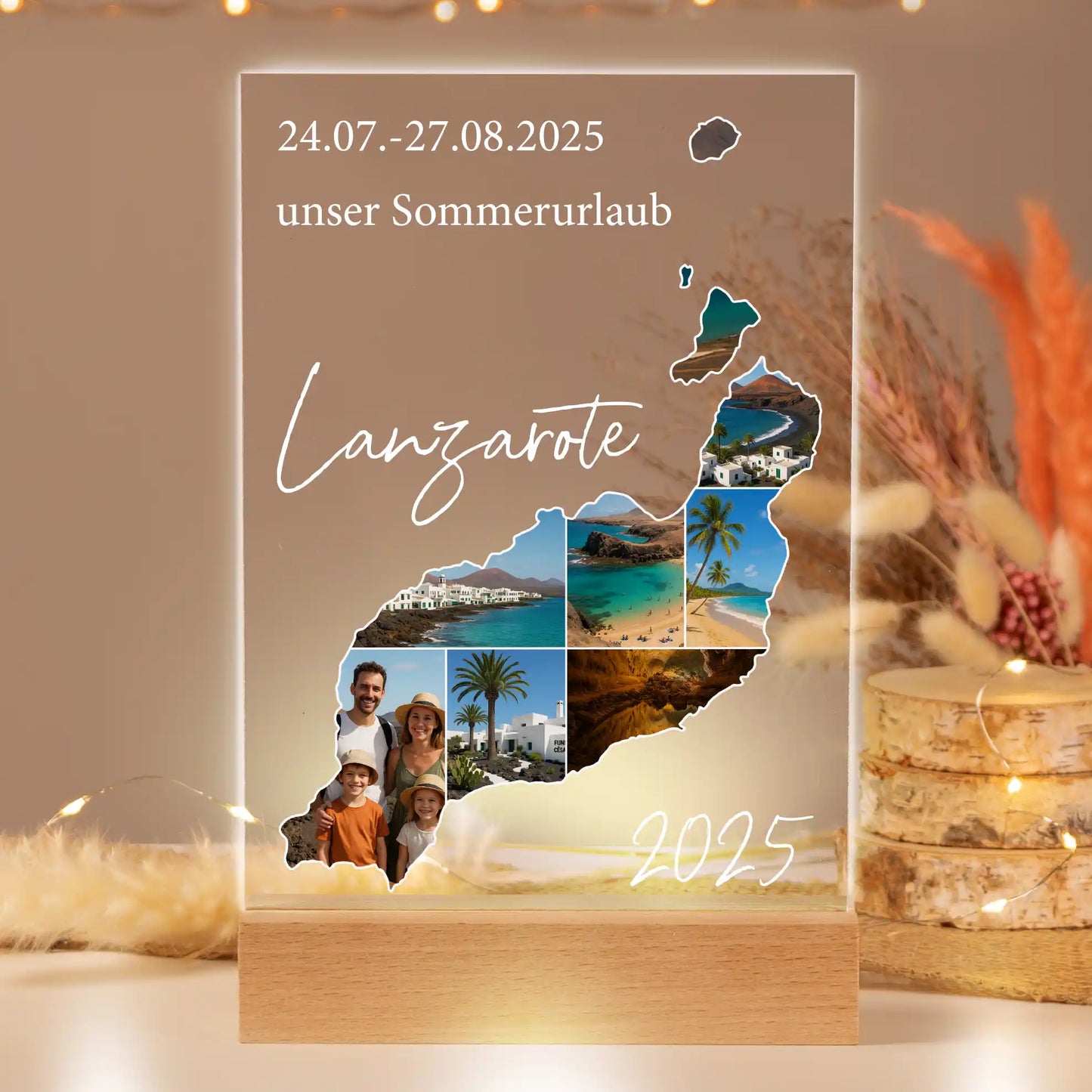 Personalisiertes Bild auf Acrylglas "Unser Urlaub"