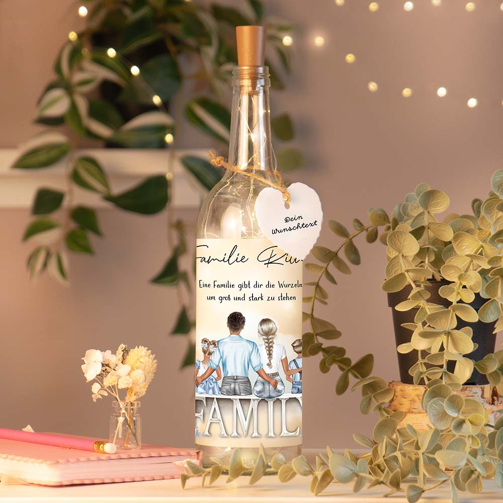 Personalisierte Lichterflasche "My Family"