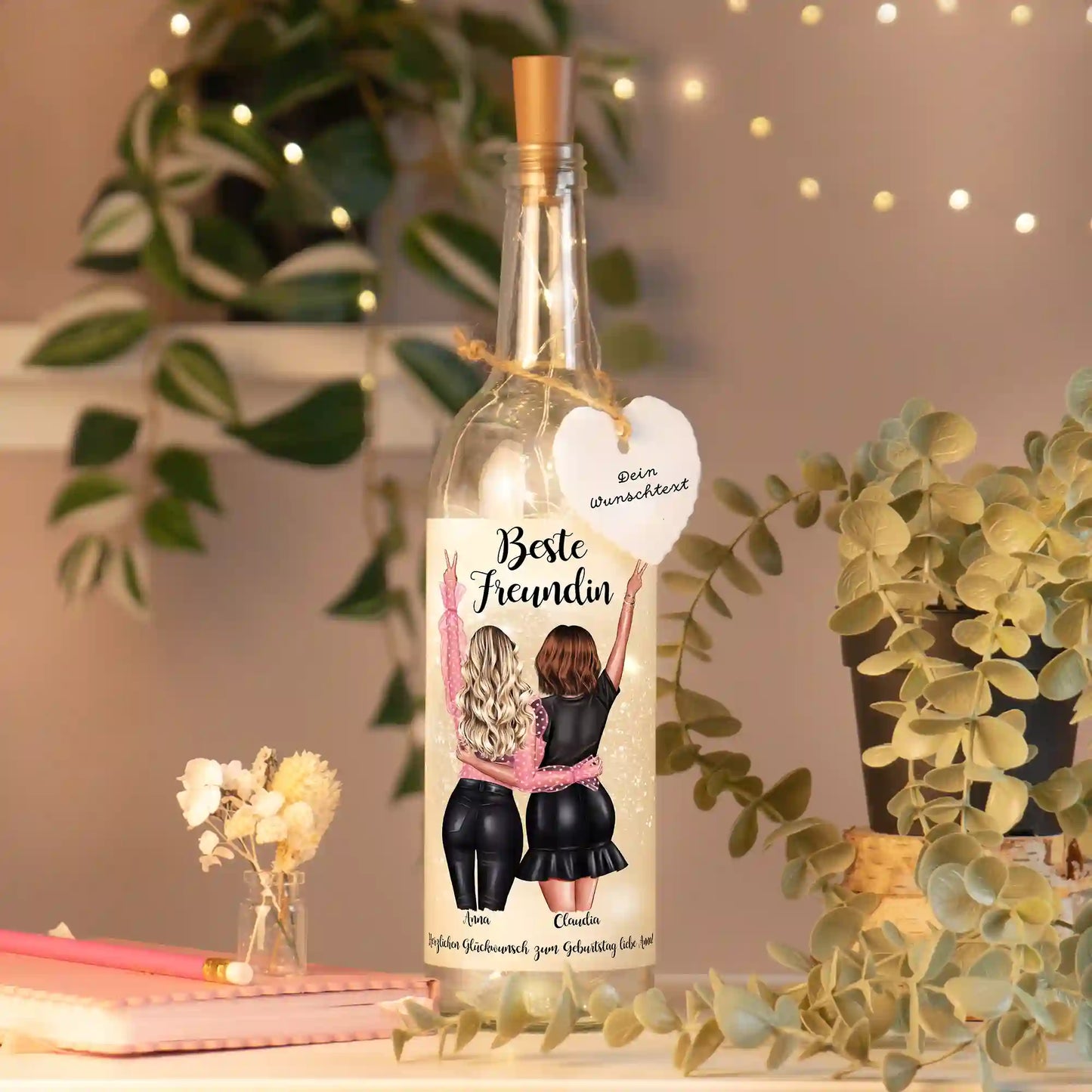 Personalisierte Lichterflasche "Beste Freundin #1"