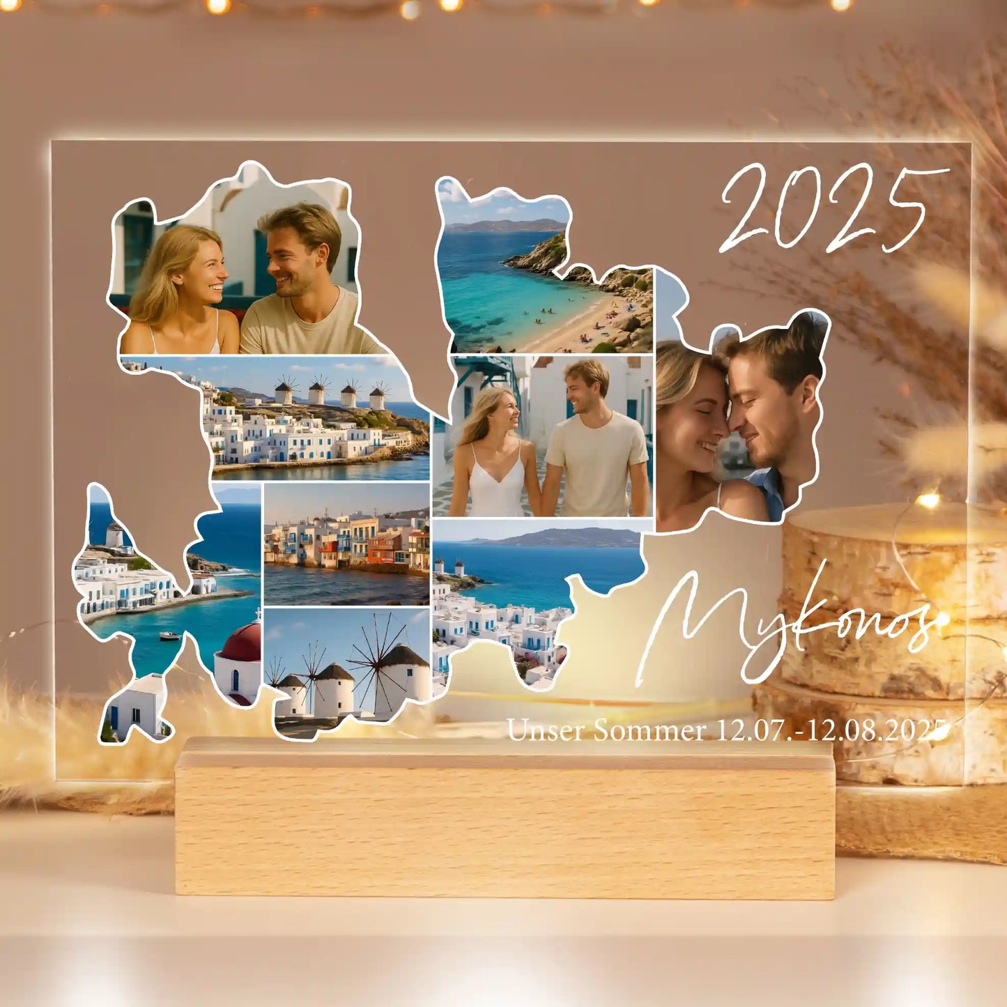 Personalisiertes Bild auf Acrylglas "Unser Urlaub"