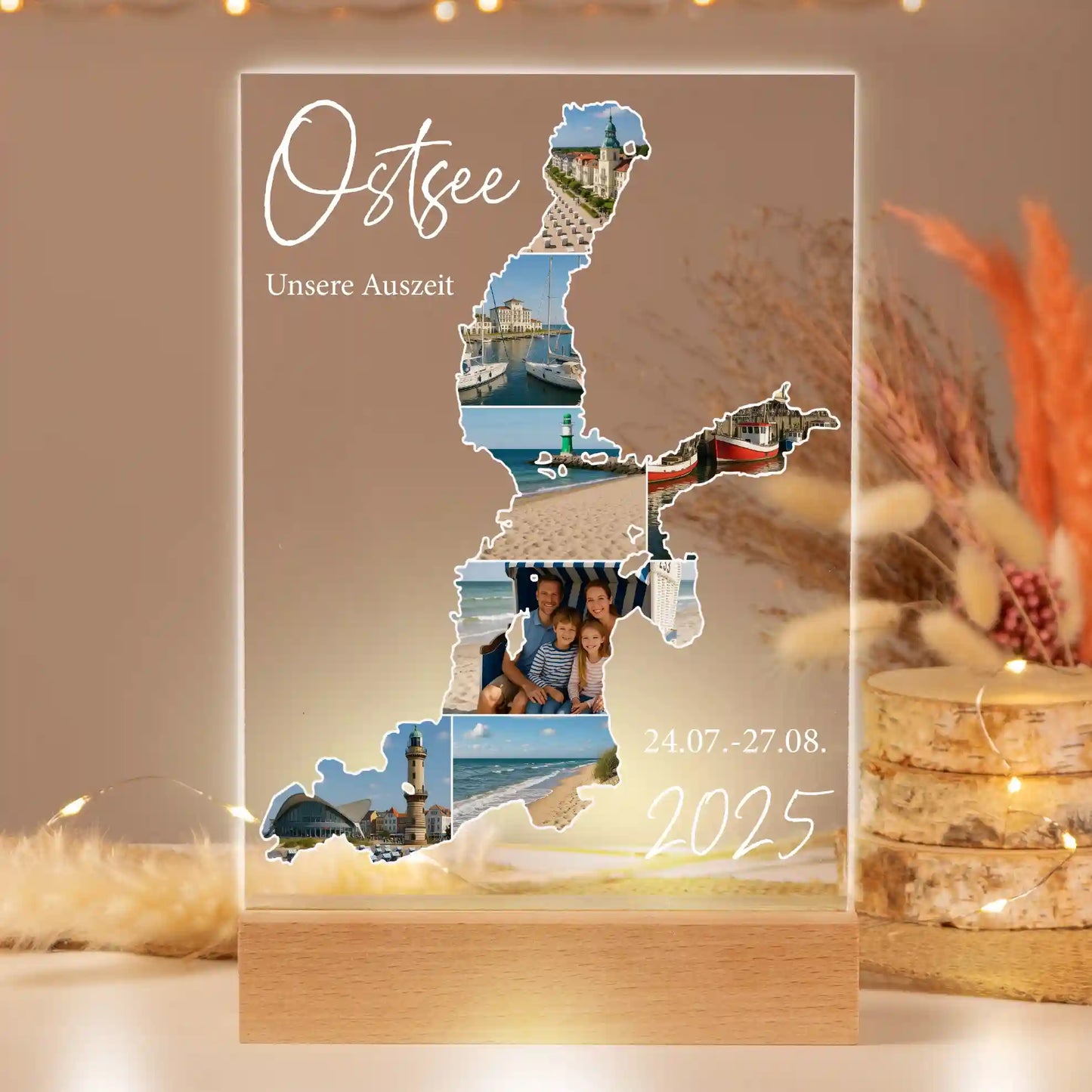 Personalisiertes Bild auf Acrylglas "Unser Urlaub"