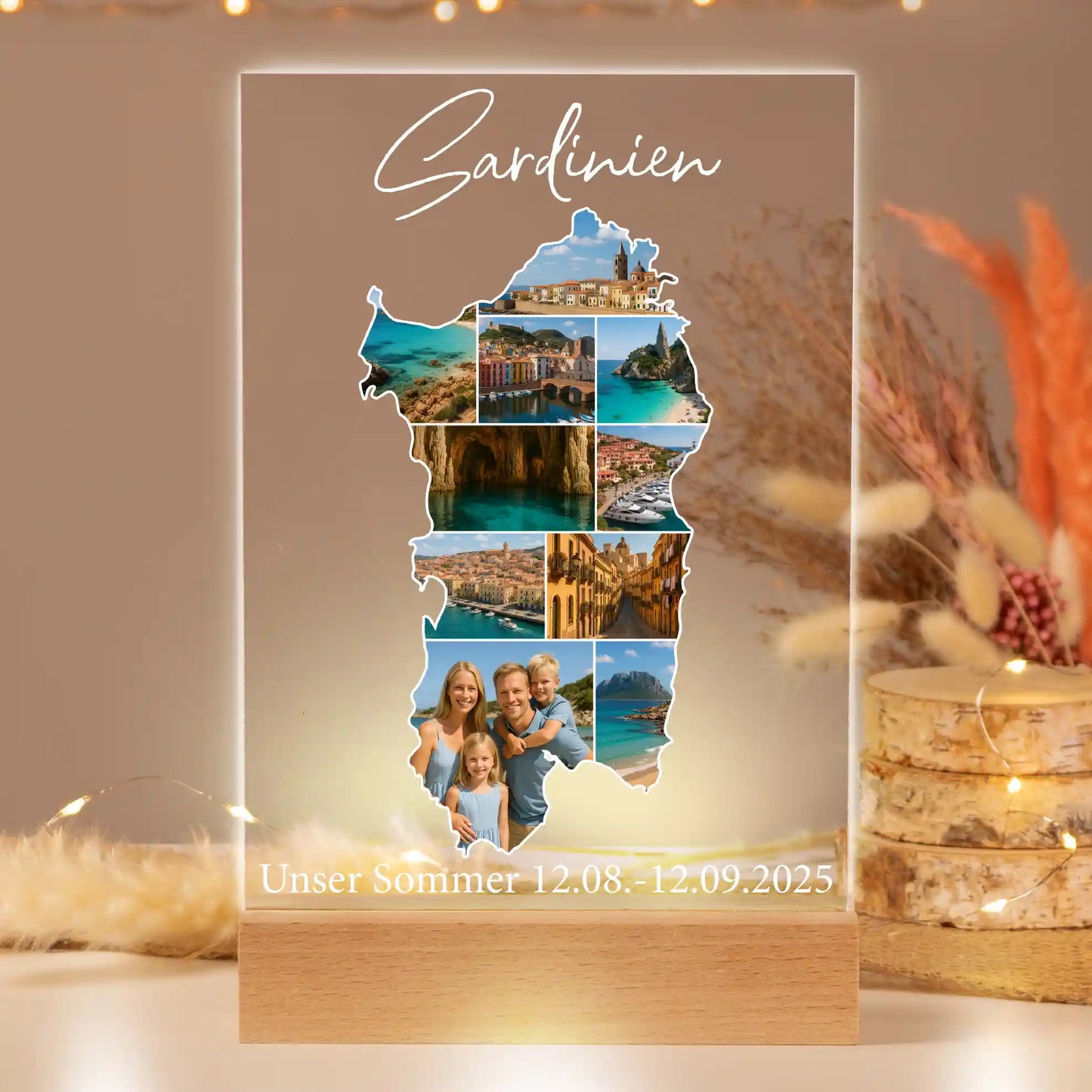 Personalisiertes Bild auf Acrylglas "Unser Urlaub"