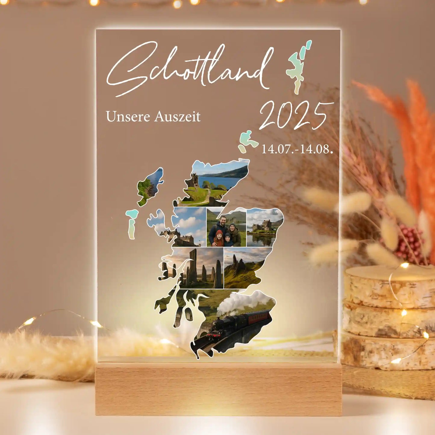 Personalisiertes Bild auf Acrylglas "Unser Urlaub"