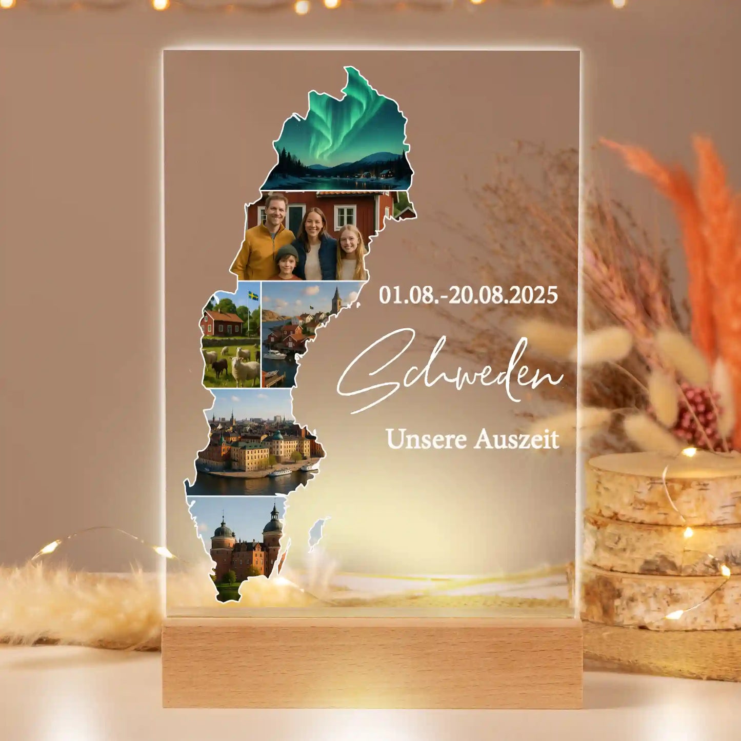 Personalisiertes Bild auf Acrylglas "Unser Urlaub"