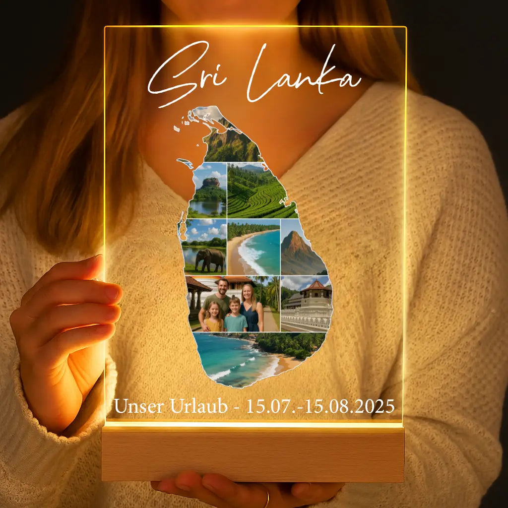 Personalisierte LED-Lampe aus Acrylglas "Unser Urlaub"