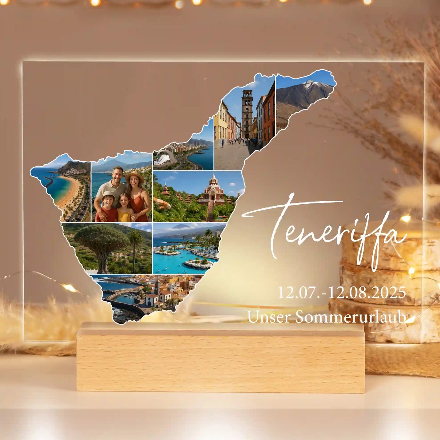Personalisiertes Bild auf Acrylglas "Unser Urlaub"