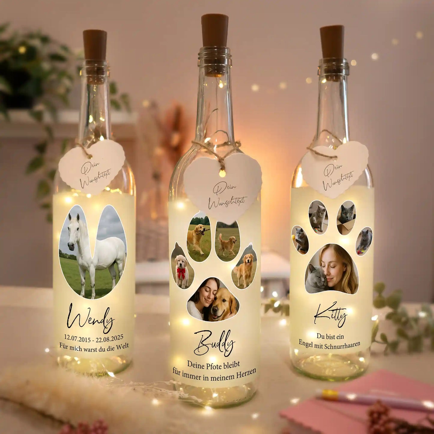 Personalisierte Lichterflasche "Mein Haustier #1"