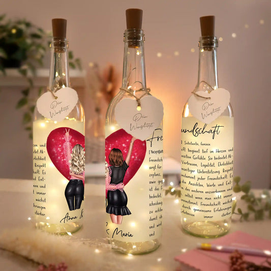 Personalisierte Lichterflasche "Definition unserer Freundschaft"