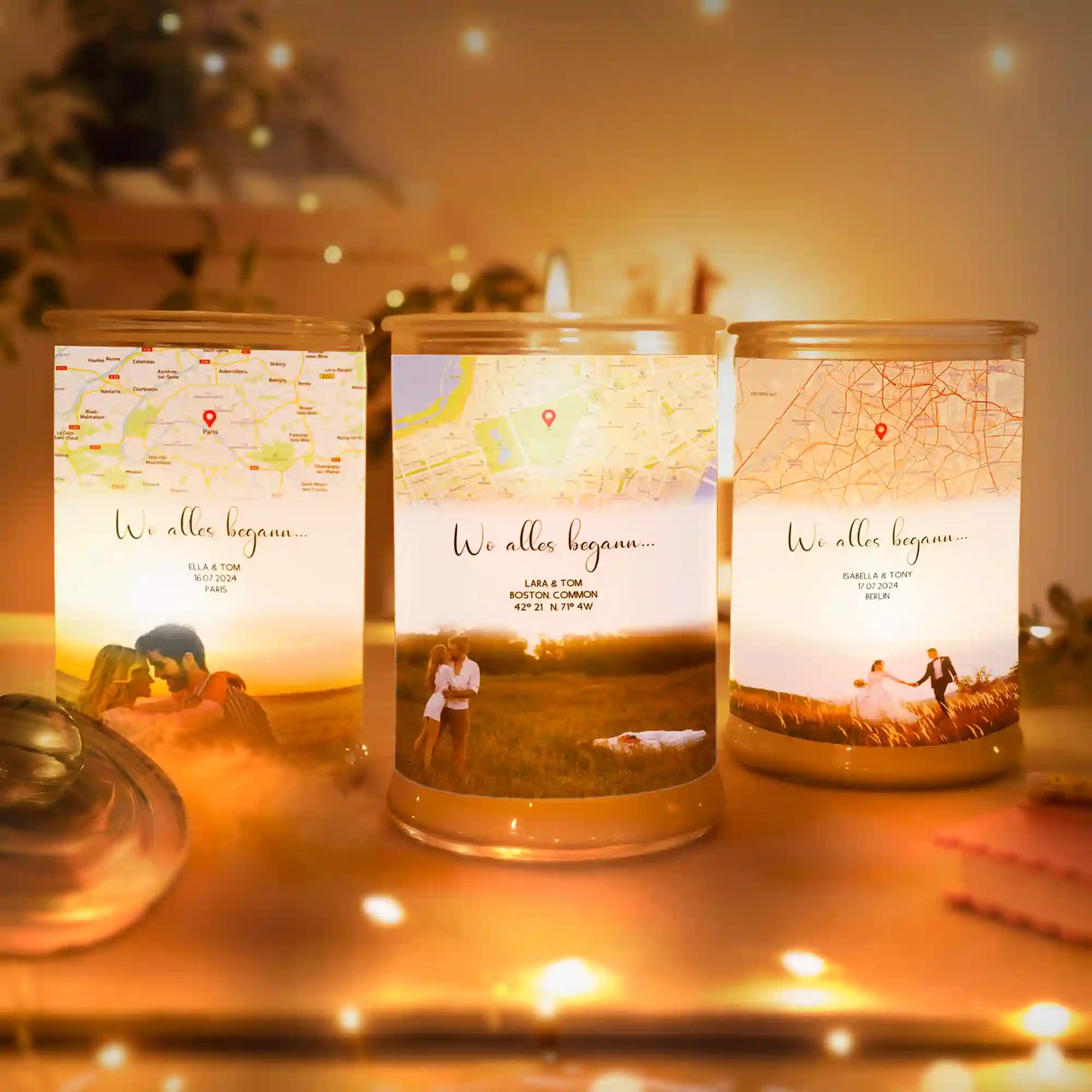 Personalisierte Duftkerze "Wo alles begann #3" | Deine Stadt - Deine Karte - Deine Liebe