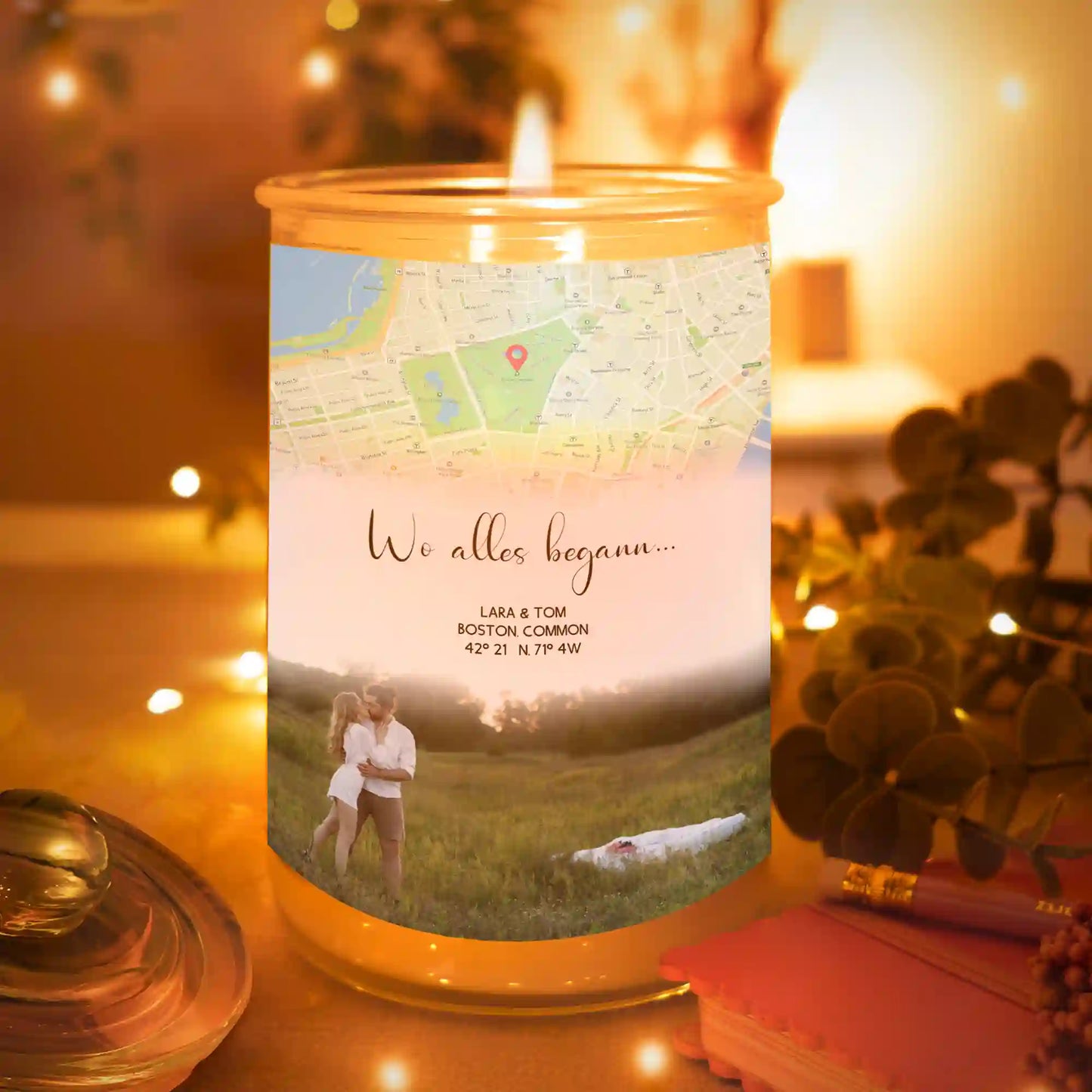 Personalisierte Duftkerze "Wo alles begann #3" | Deine Stadt - Deine Karte - Deine Liebe