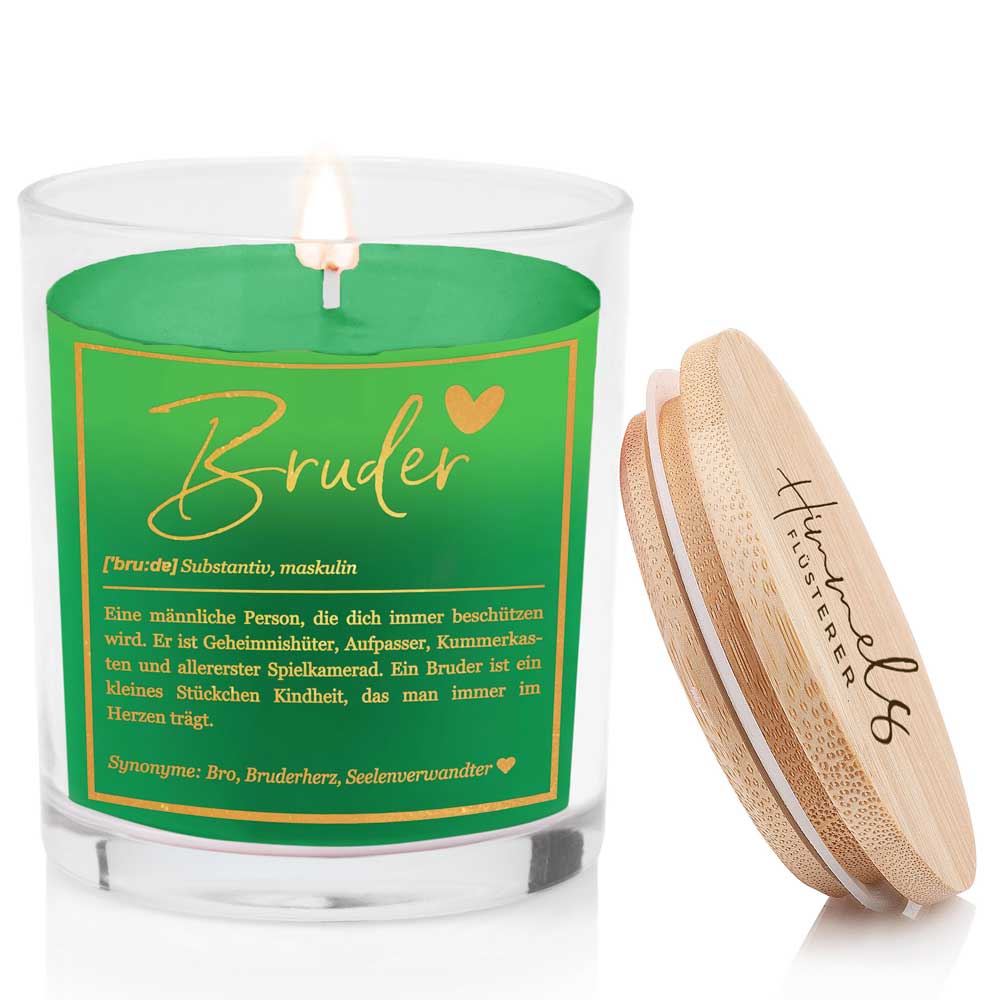 Duftkerze im Glas mit Spruch als Geschenk Nr. 1 "Definition" - Mittelgroß | Duft & Farbe wählbar | goldene Schrift | Handgegossen in Bayern | 100% Sojawachs | 200 g Wachs | 50 h Brenndauer