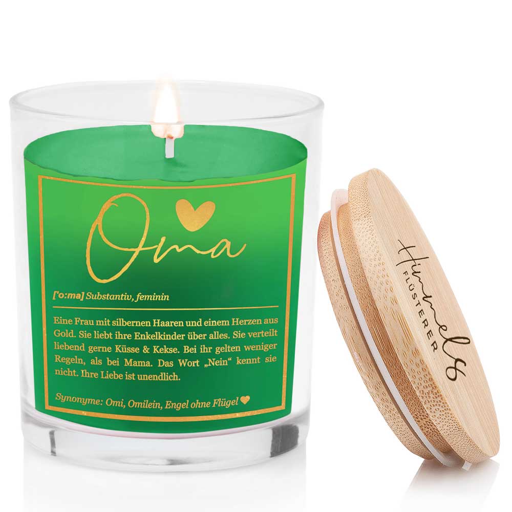 Duftkerze im Glas mit Spruch als Geschenk Nr. 1 "Definition" - Mittelgroß | Duft & Farbe wählbar | goldene Schrift | Handgegossen in Bayern | 100% Sojawachs | 200 g Wachs | 50 h Brenndauer