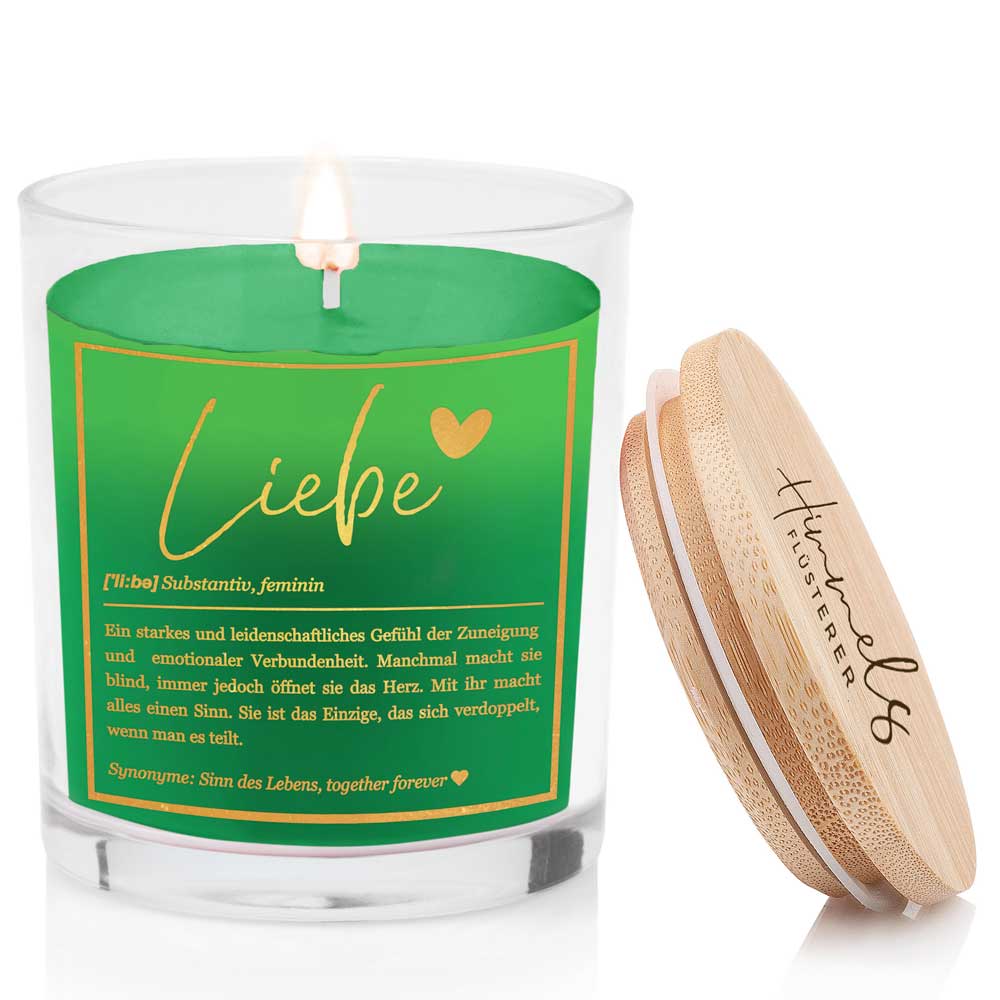 Duftkerze im Glas mit Spruch als Geschenk Nr. 1 "Definition" - Mittelgroß | Duft & Farbe wählbar | goldene Schrift | Handgegossen in Bayern | 100% Sojawachs | 200 g Wachs | 50 h Brenndauer