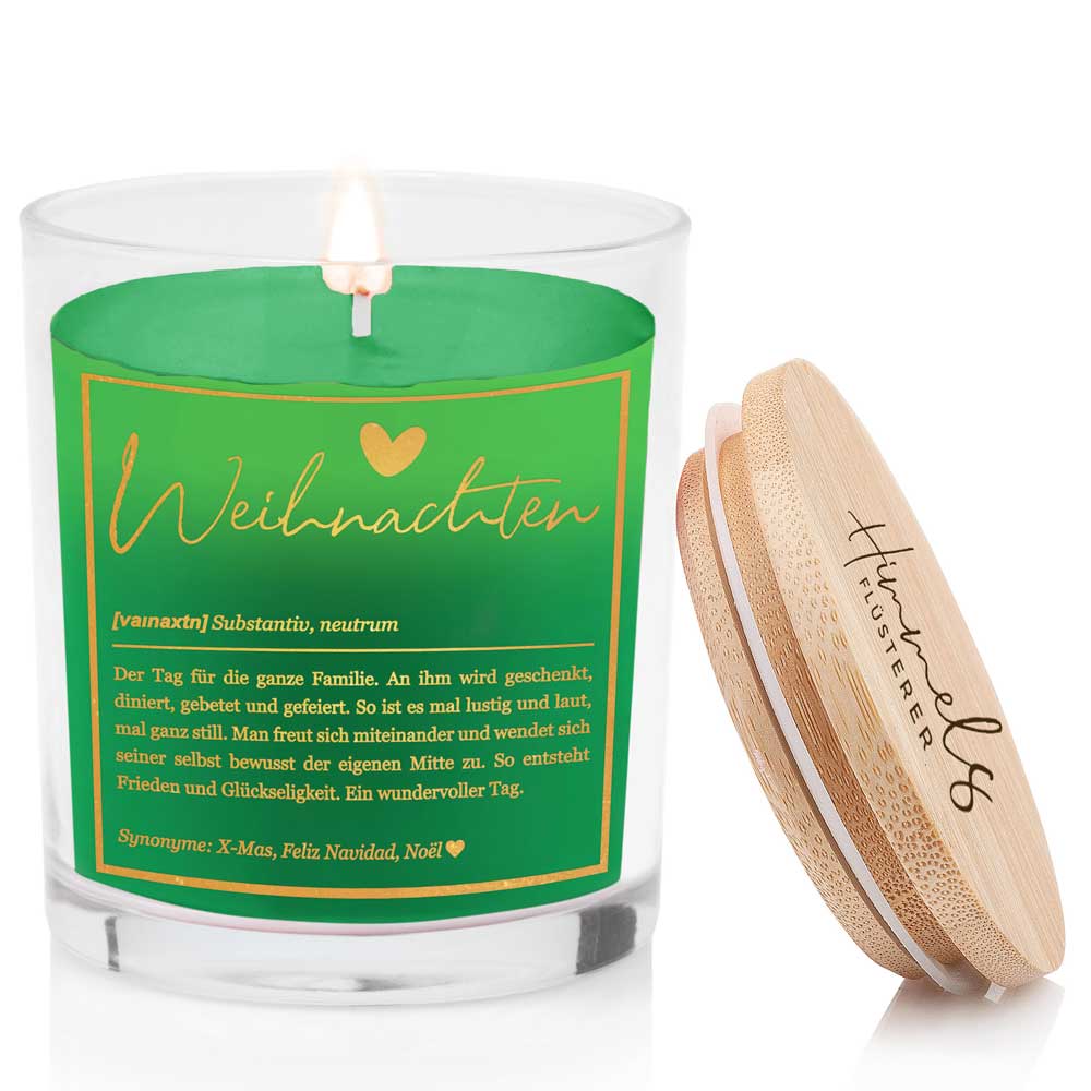 Duftkerze im Glas mit Spruch als Geschenk Nr. 1 "Definition" - Mittelgroß | Duft & Farbe wählbar | goldene Schrift | Handgegossen in Bayern | 100% Sojawachs | 200 g Wachs | 50 h Brenndauer