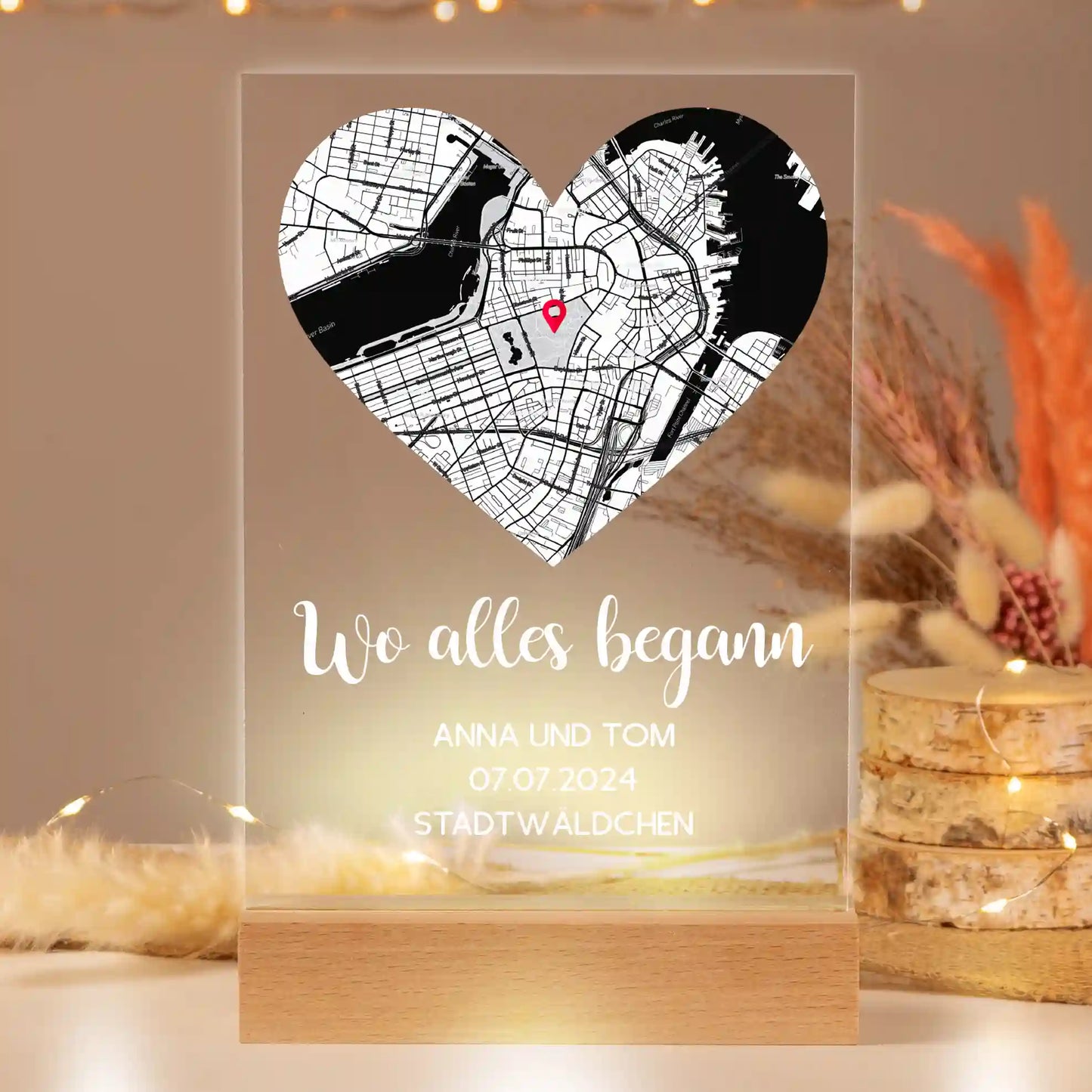 Personalisiertes Bild auf Acrylglas "Wo alles begann #2" | Deine Stadt - Deine Karte - Deine Liebe