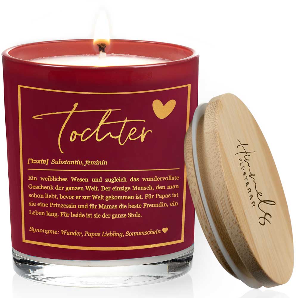 Duftkerze im Glas mit Spruch als Geschenk Nr. 1 "Definition" - Mittelgroß | Duft: Vanille | Farbe wählbar | goldene Schrift | Handgegossen in Bayern | 100% Sojawachs | 200 g Wachs | bis zu 50 h Brenndauer